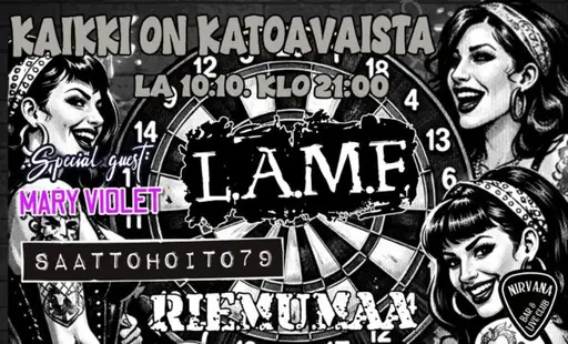 Riemumaa, Saattohoito79, L.A.M.F. & Mary Violet / Nirvana – Fuusio Turku, Nirvana / Livesali, Turku
