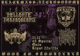 Hellgate Necrosodomy + Messiah Paratroops + Goats of Doom + Black Mass Pervertor – 45 Special, Oulu