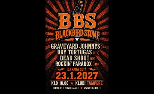 Graveyard Johnnys (UK), Dry Tortugas (Ger), Dead Shout (UK), Rockin’ Paradox (Fin) + DJ Paha Setä – Tullikamari (Pakkahuone & Klubi), Tampere