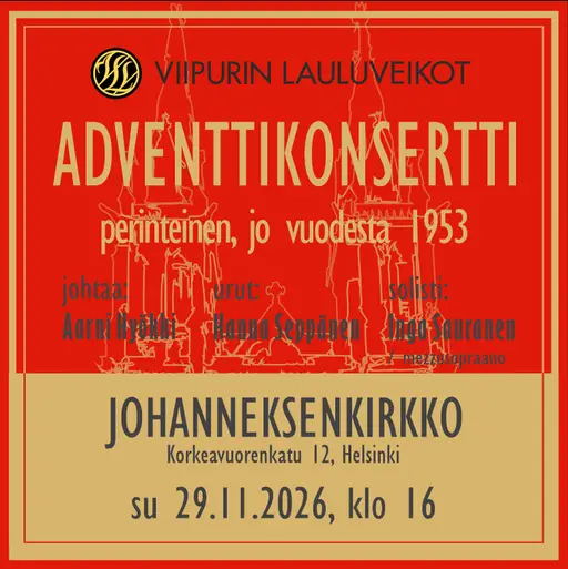 Adventtikonsertti klo16 – Viipurin Lauluveikot, Helsinki