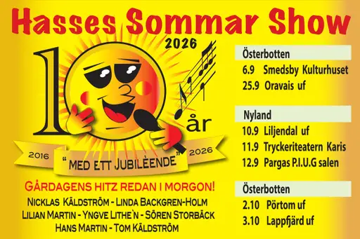 10 år med Hasses Sommarshow – PUNT Kulttuurisali, Parainen