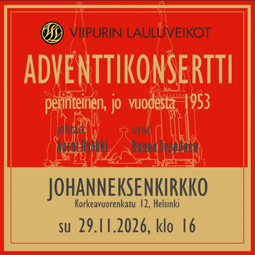Adventtikonsertti klo16 – Viipurin Lauluveikot, Helsinki