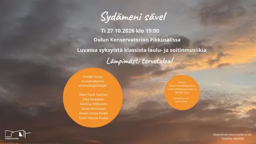 Oulun konservatorio: Sydämeni sävel (Pikkusali) – Oulun Musiikkikeskus, Oulu