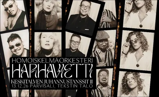 Homoiskelmäorkesteri Harhavietti: Keskitalven Juhannustanssit – Tekstin talo, Parvisali, Helsinki
