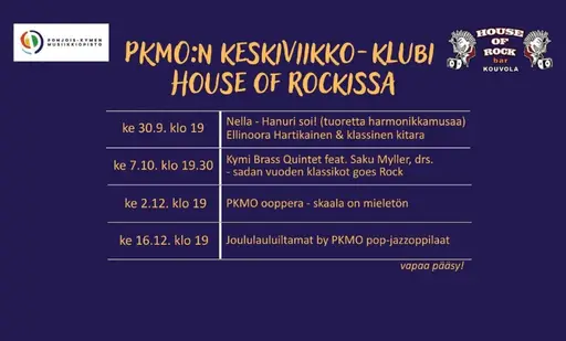 PKMO: keskiviikko-klubi – House Of Rock Bar, Kouvola