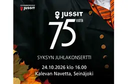 Jussien syksyn 75v juhlakonsertti – Kalevan Navetan Hugo-sali, Seinäjoki