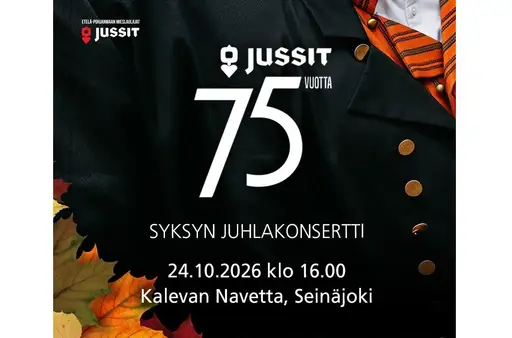 Jussien syksyn 75v juhlakonsertti – Kalevan Navetan Hugo-sali, Seinäjoki
